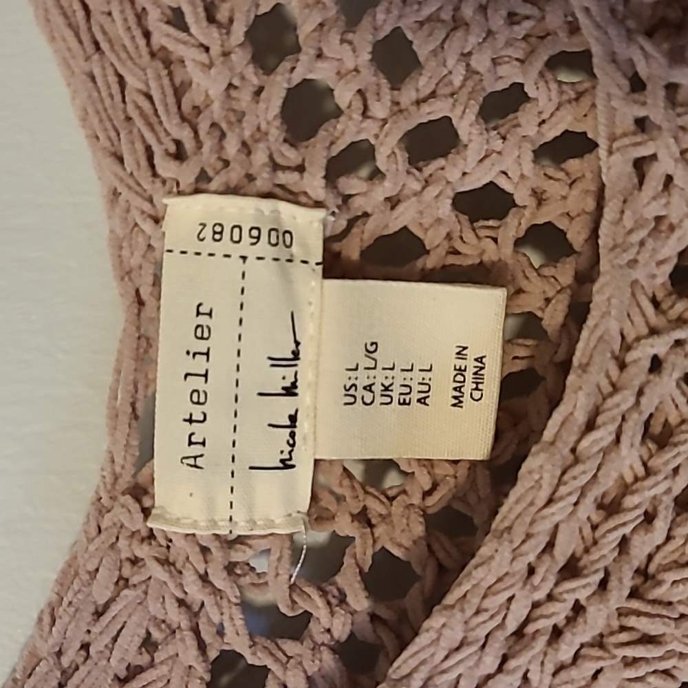 Nicole Miller Artelier pink crochet sweater - Picture 2 of 6